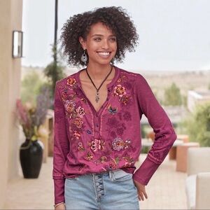 Sundance Plum Floral Embroidered Blouse